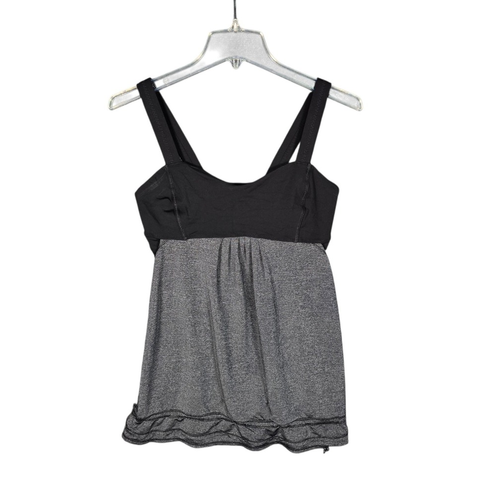 Lululemon Tank Top Women's‎ Size 8 Run Back On Track Black Gray Built In Bra